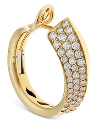 18K Yellow Gold Like Diamond Pavé Curved Hoop Earrings - Exclusive, Italy Campaign