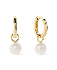Ana Luisa - Small Gold Hoop Earrings - Gold Pearl Hoops