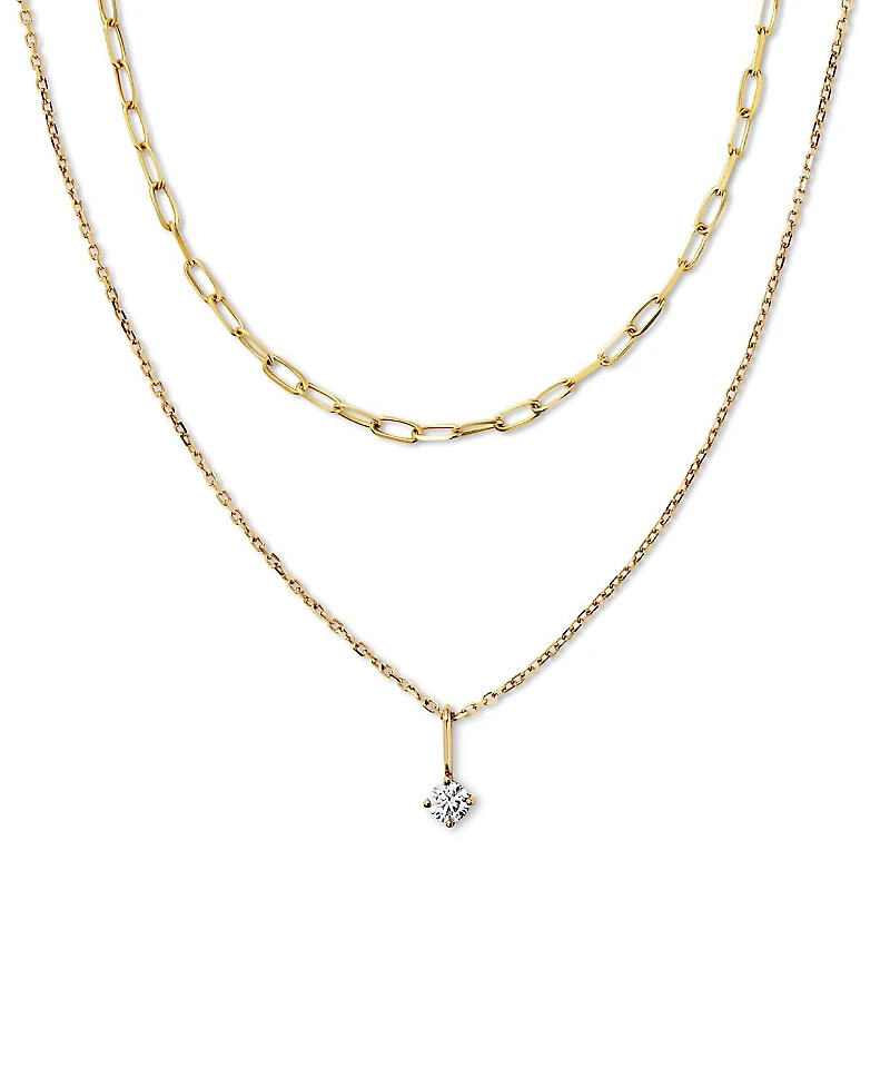 Ana Luisa 10k Gold Lab Grown Diamond Layered Necklace