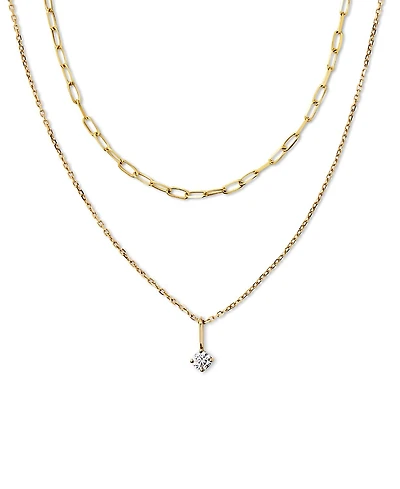 Ana Luisa 10k Gold Lab Grown Diamond Layered Necklace