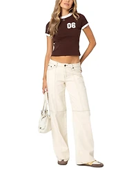 Edikted Contrast Stitch Low Rise Jeans