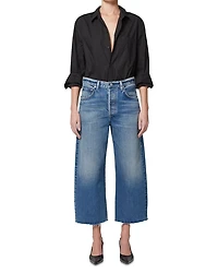 Ayla Raw Hem High Rise Cropped Wide Leg Jeans Doheny