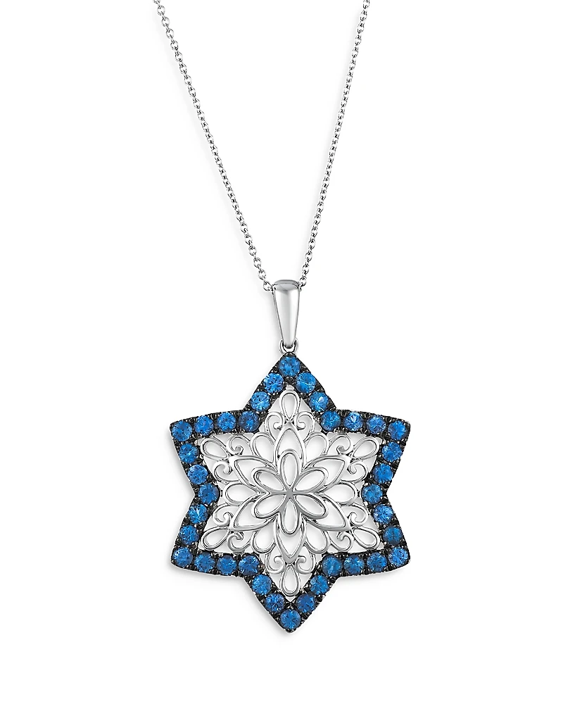 Bloomingdale's Fine Collection Blue Sapphire Star Filigree Pendant Necklace