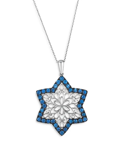 Bloomingdale's Fine Collection Blue Sapphire Star Filigree Pendant Necklace