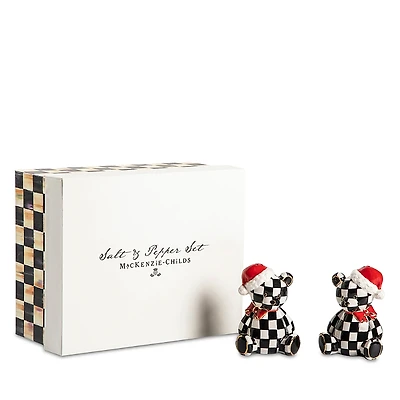 Mackenzie-Childs Courtly Santa Bear Salt & Pepper Set