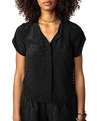 Zadig & Voltaire Tiffany Jacquard Wings Silk Blouse