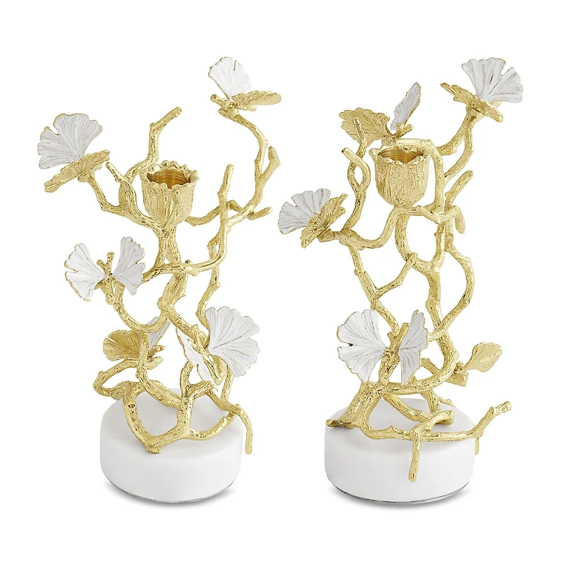 Michael Aram Butterfly Ginkgo Gold Candleholders, Set of 2