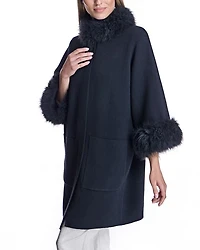 Cashmere Kimono with Goat Trim