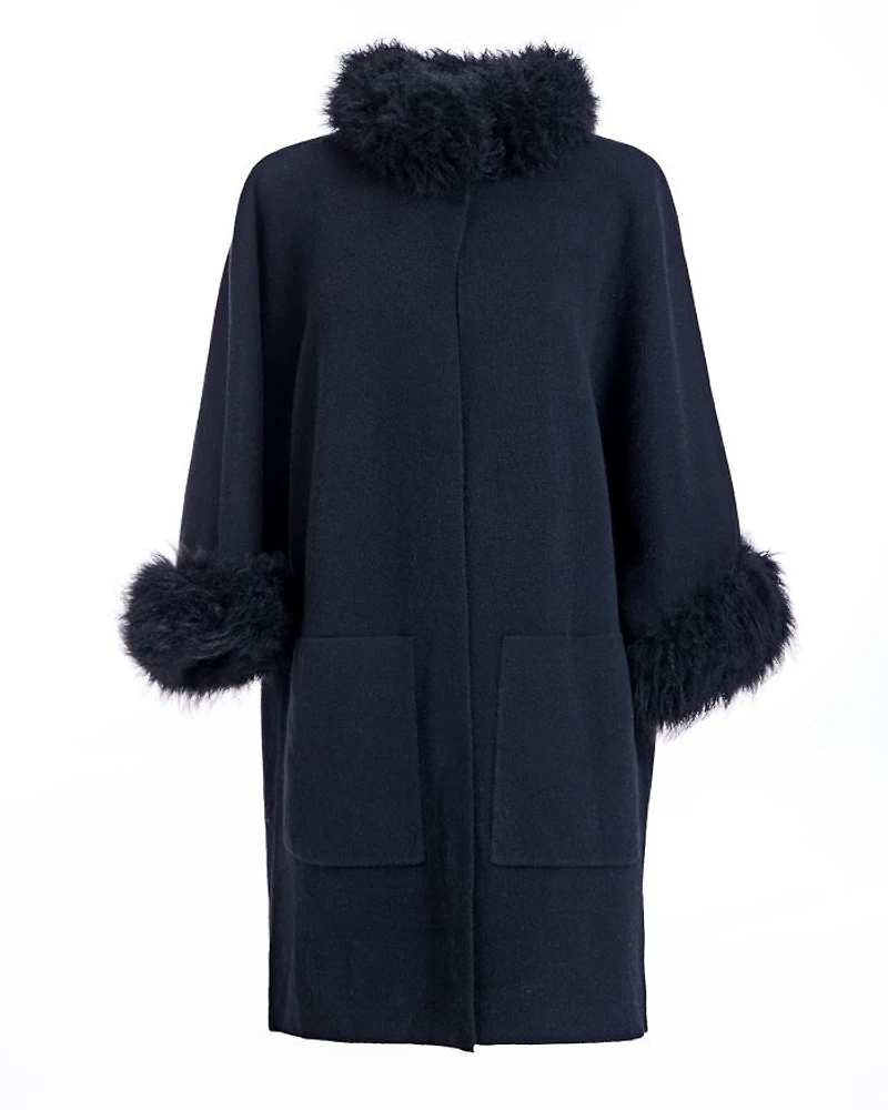 Cashmere Kimono with Goat Trim