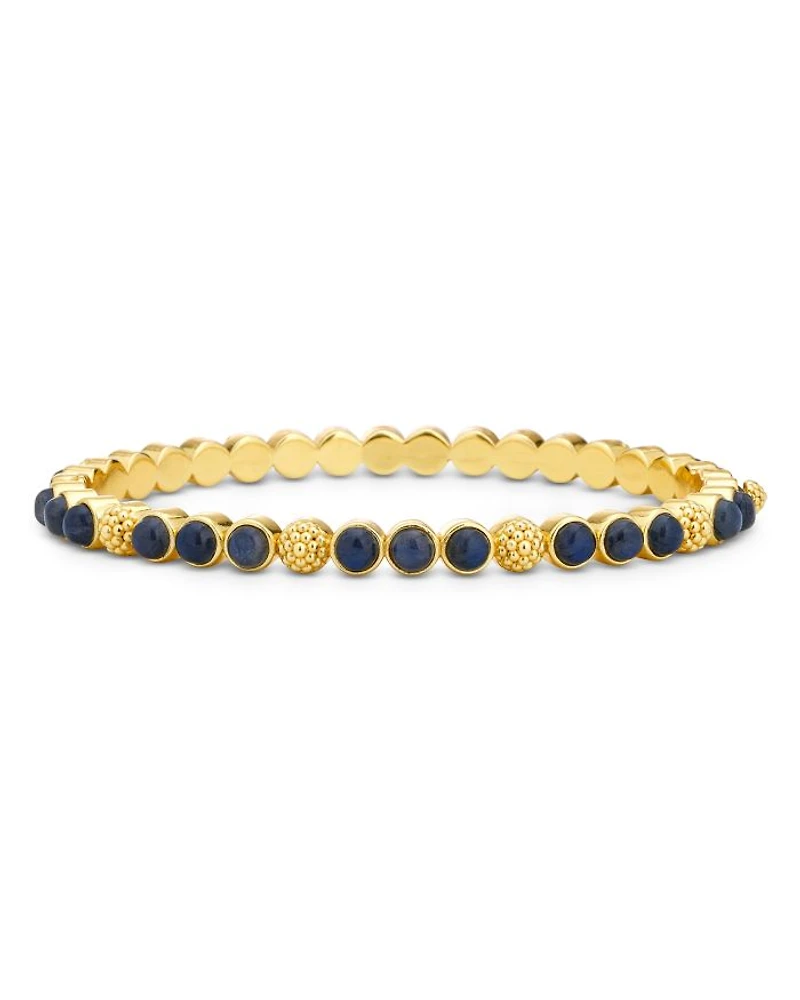 Berry Blue Labradorite Petite Hinged Bangle Bracelet