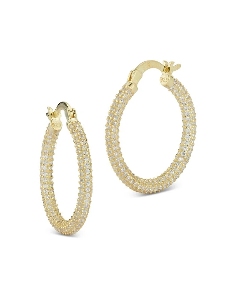 Pavé Hoop Earrings in 14K Gold Plated Sterling Silver - Exclusive
