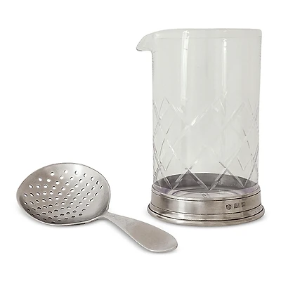 Match Crystal Mixing Glass and Cocktail Strainer Set
