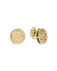 Roberto Coin 18K Yellow Gold Venetian Princess Medallion Diamond Stud Earrings