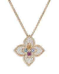 Roberto Coin 18K Rose Gold Venetian Princess Carnival Multi Gemstone & Diamond Flower Pendant Necklace