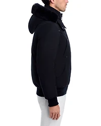 Shearling Trim Down Bomber Jacket