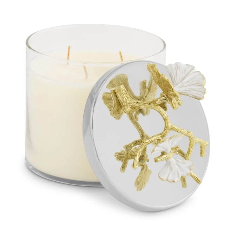 Butterfly Ginkgo Gold Candle, 13.5 oz.