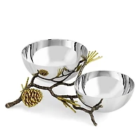 Pine Cone Double Bowl