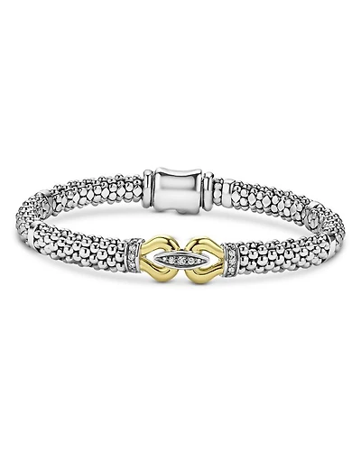 18K Yellow Gold & Sterling Silver Signature Caviar Diamond Buckle Link Bracelet