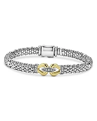 18K Yellow Gold & Sterling Silver Signature Caviar Diamond Buckle Link Bracelet