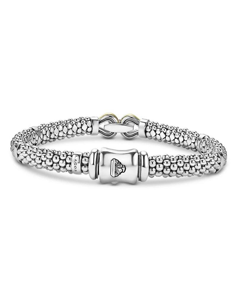 18K Yellow Gold & Sterling Silver Signature Caviar Diamond Buckle Link Bracelet