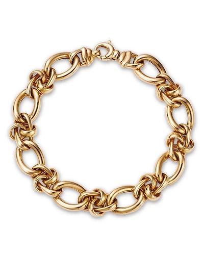 Mixed Size Polish Link Bracelet in 14K Yellow Gold