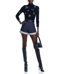 Pansies Mesh Turtleneck Top - Exclusive