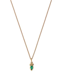 Moon & Meadow 14K Yellow Gold Italy Emerald & White Topaz Bezel Pendant Necklace, 16-18 - Exclusive