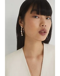 Imitation Pearl & Cubic Zirconia Large C Hoop Earrings