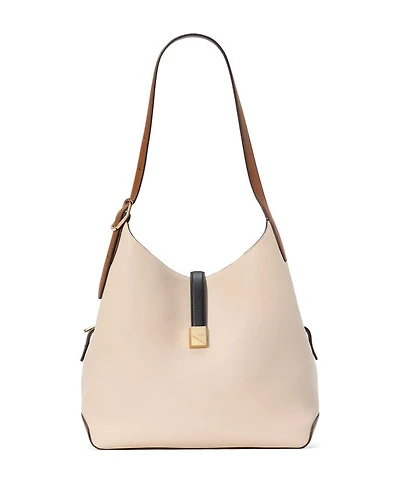 Deco Color Blocked Pebbled Leather Medium Shoulder Bag
