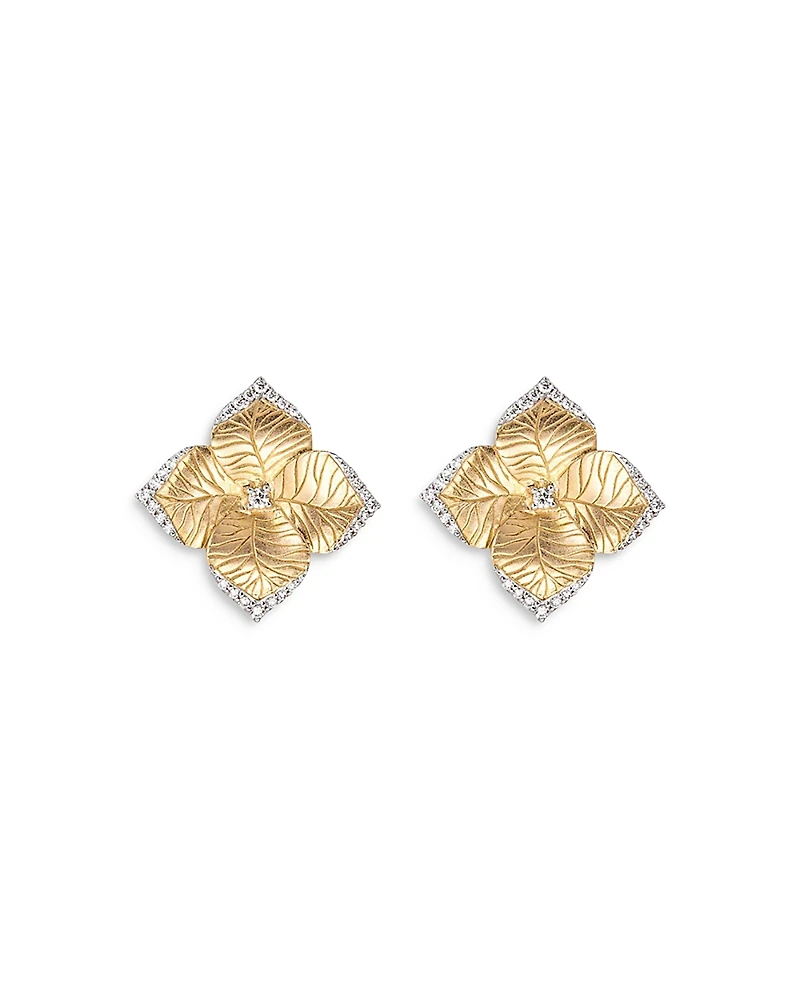 Piranesi 18K Yellow Gold Large Oro Fiore Earrings with Diamonds