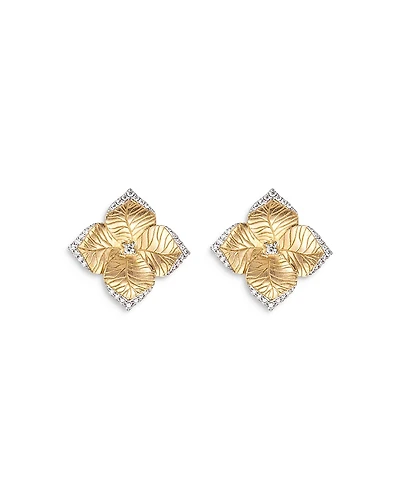 Piranesi 18K Yellow Gold Large Oro Fiore Earrings with Diamonds
