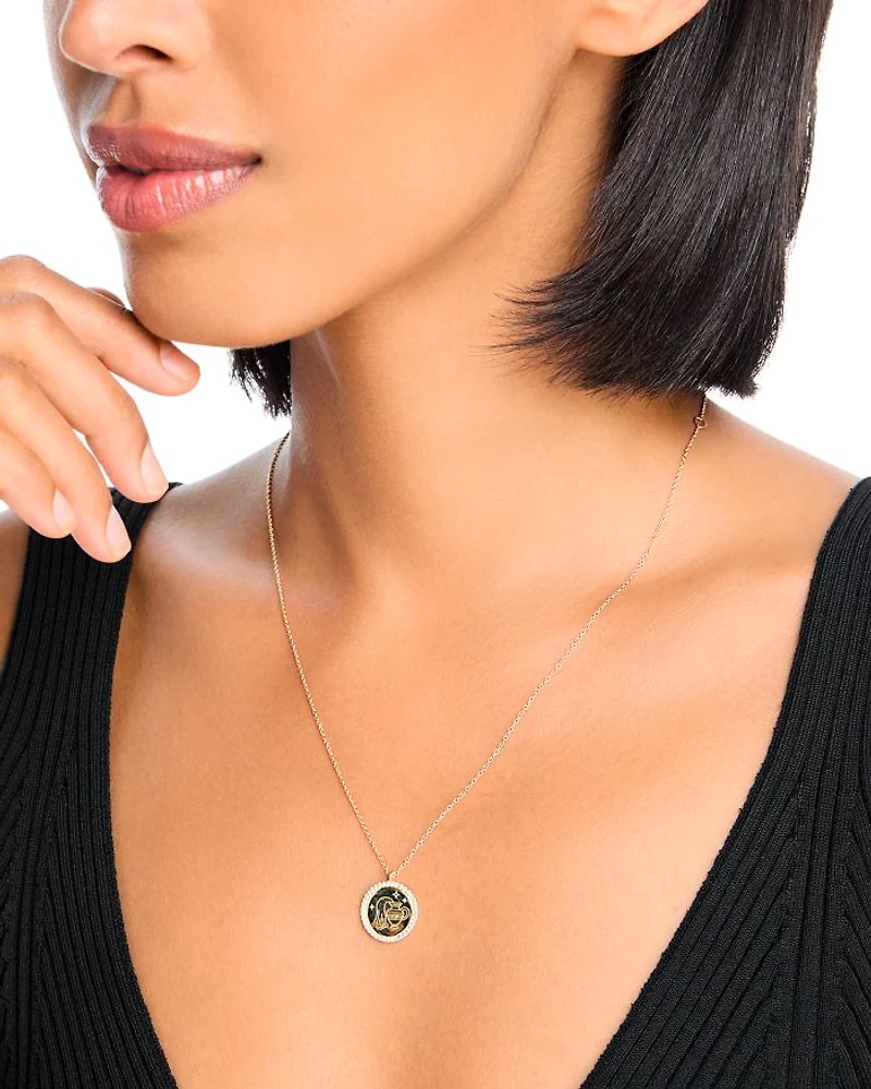 14K Yellow Gold White Topaz Zodiac Pendant Necklace, 16-18"