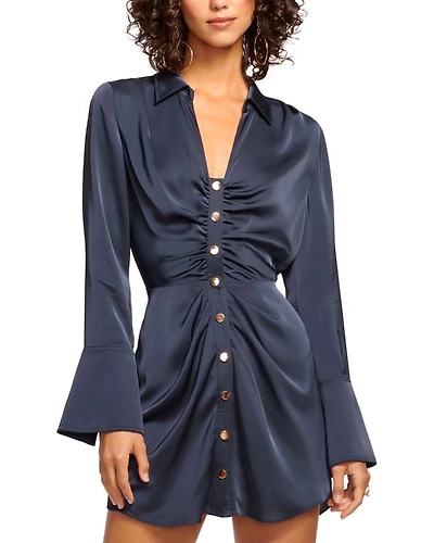 Katelyn Ruched Satin Mini Dress