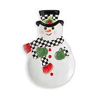 Spode Christmas Tree Black and White Snowman Dish