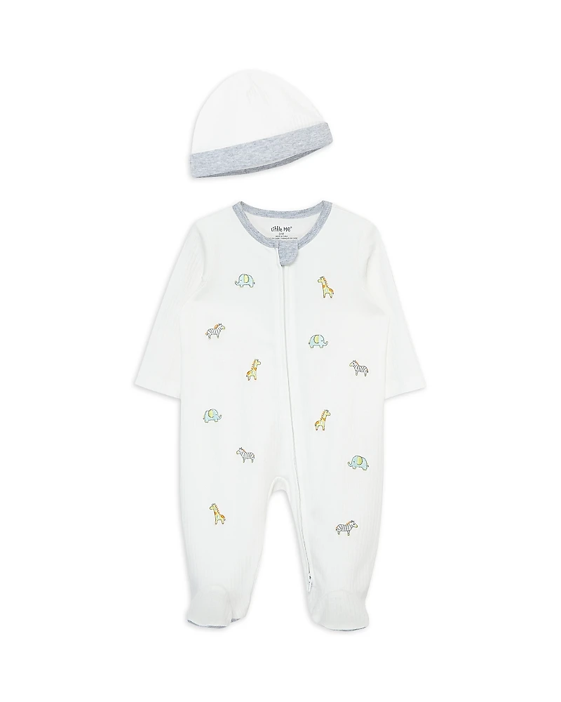 Little Me Boys' Safari Animals Footie With Hat - Baby