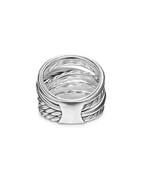 Crossover Five Row Ring Sterling Silver with 14K Yellow Gold, 17.5mm
