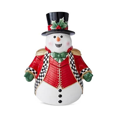 Christmas Tree Black & White Snowman Cookie Jar