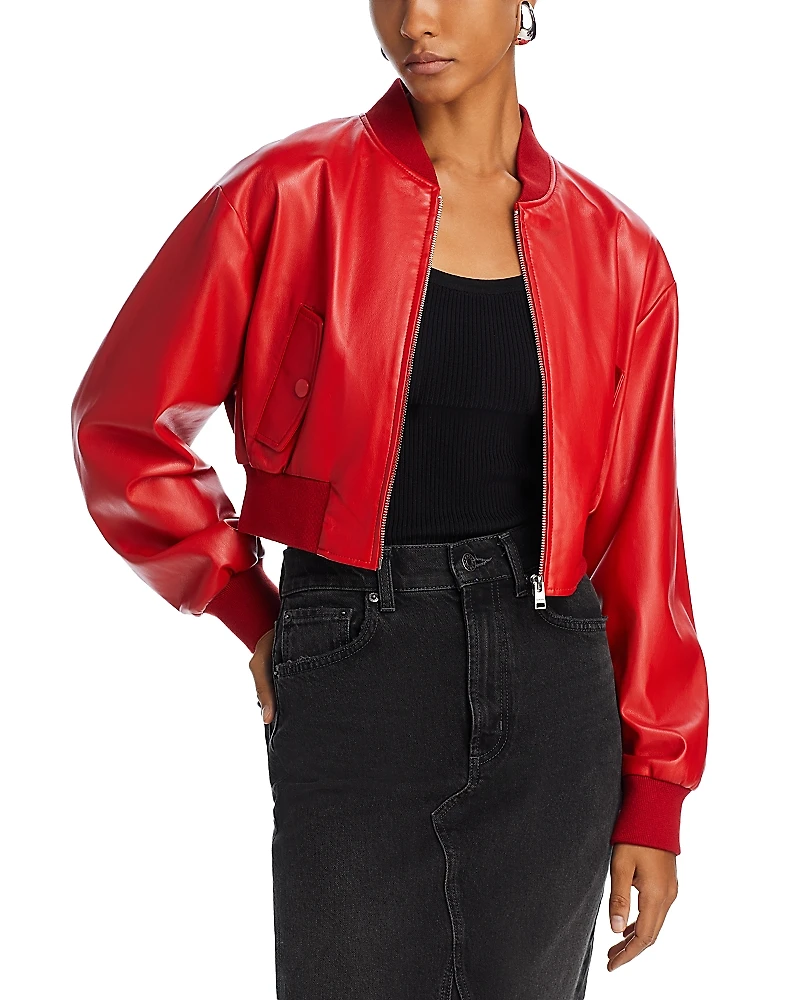 Lamarque Evelin Faux Leather Bomber Jacket