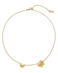 18K Yellow Gold FJ Diamond Two Butterfly Pendant Necklace, 16-18"