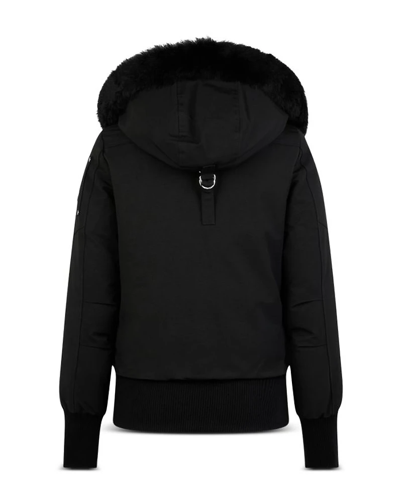Debbie Shearling Trim Down Bomber Jacket