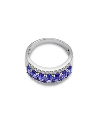 Tanzanite & Diamond Band in 14K White Gold