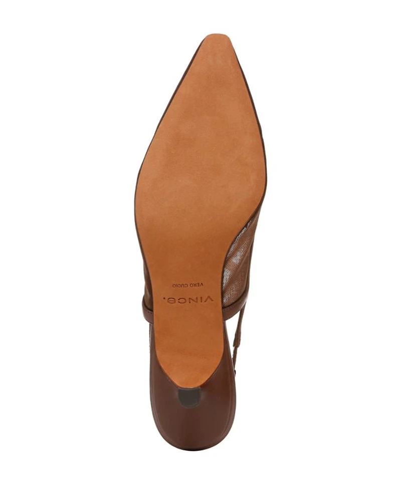 Women's Venice Pointed Toe Mesh Kitten Heel Slingback Pumps