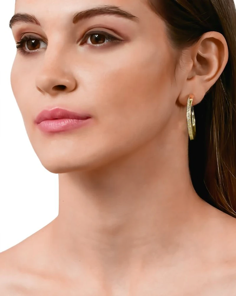 18K Yellow Gold Like Diamond Pavé Large Hoop Earrings - Exclusive, Italy Campaign