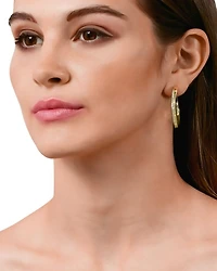 18K Yellow Gold Like Diamond Pavé Large Hoop Earrings - Exclusive, Italy Campaign