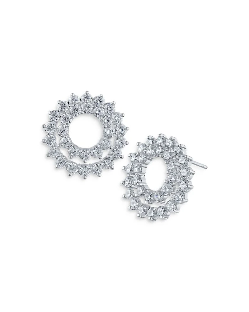 Cubic Zirconia Double Circle Earrings