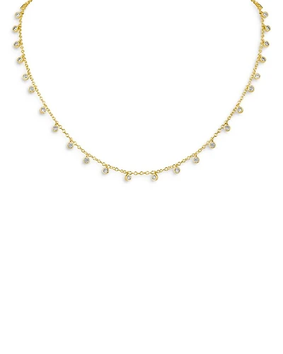 Cubic Zirconia Charm Collar Necklace in 14K Gold Plated, 16"