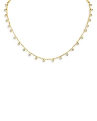 Cubic Zirconia Charm Collar Necklace in 14K Gold Plated, 16"