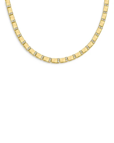 Pavé Bar Necklace in 14K Gold Plated, 16"