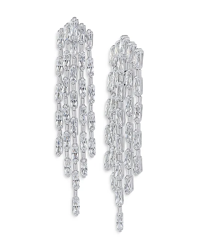 Kenneth Jay Lane Baguette Cubic Zirconia Fringe Statement Earrings