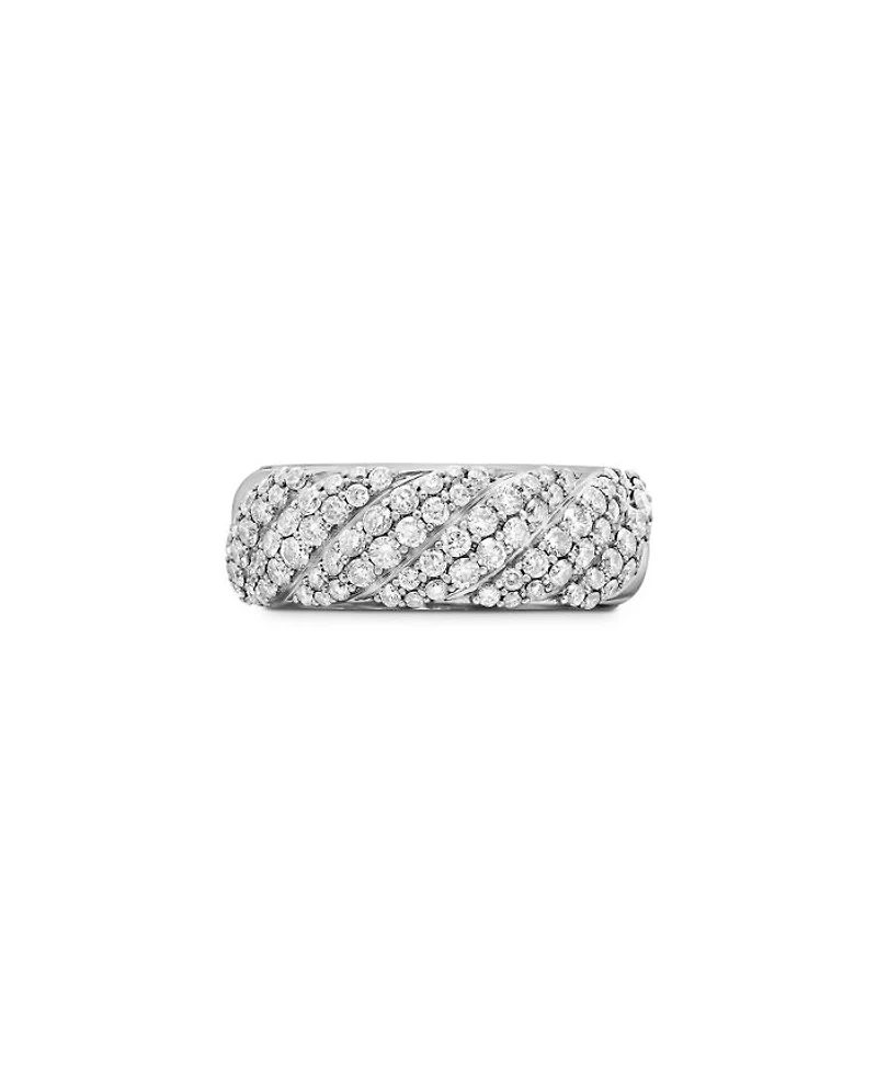 Sterling Silver Faceted Diamond Pavé Ring